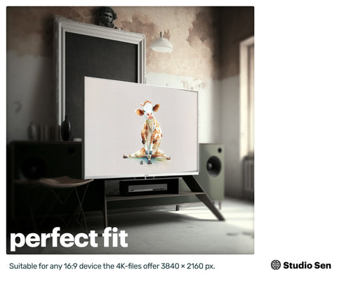 Samsung Art TV, Yoga Cow, premium download, drops and splashes, friendly wallpaper, art for kids