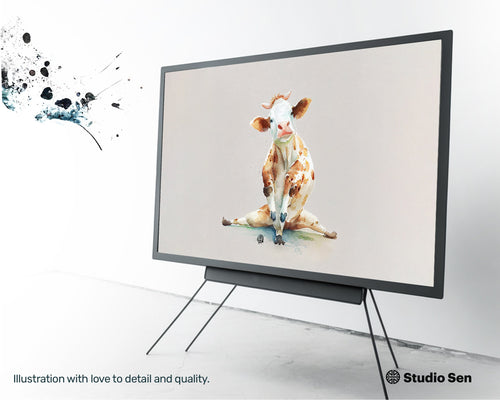 Samsung Art TV, Yoga Cow, premium download, drops and splashes, friendly wallpaper, art for kids