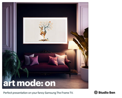 Samsung Art TV, Yoga Deer, premium download, drops and splashes, friendly wallpaper, art for kids