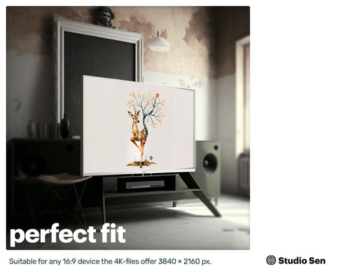 Samsung Art TV, Yoga Deer, premium download, drops and splashes, friendly wallpaper, art for kids