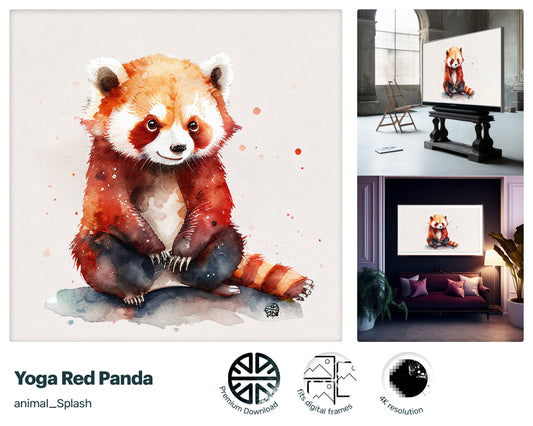 Samsung Art TV, Yoga Red Panda, premium download, drops and splashes, friendly wallpaper, art for kids