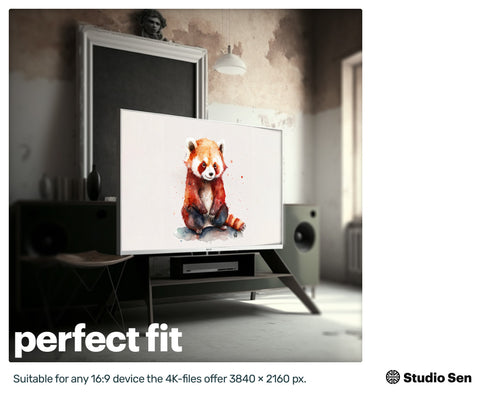 Samsung Art TV, Yoga Red Panda, premium download, drops and splashes, friendly wallpaper, art for kids