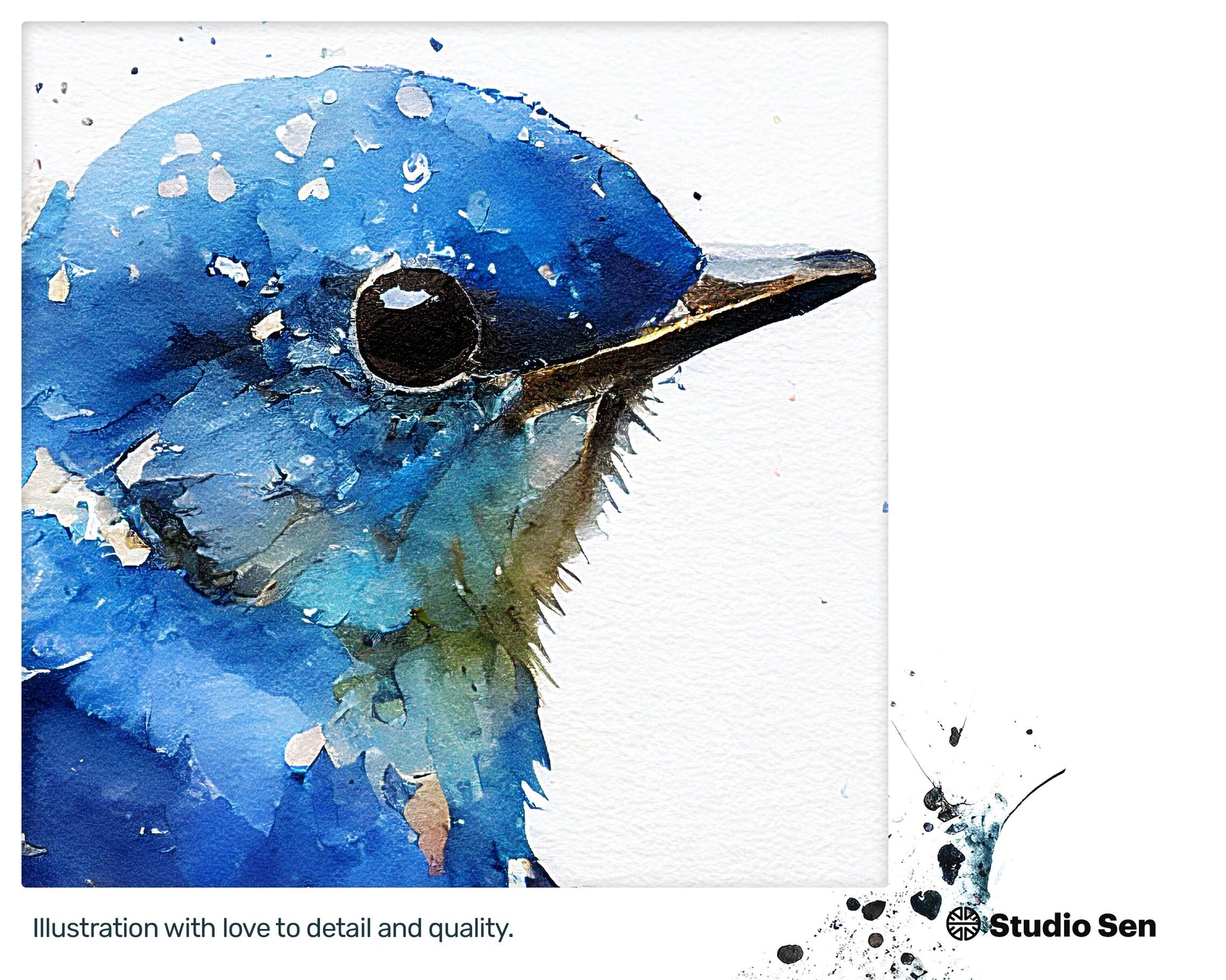 Graceful Drawn Bluebird, Cute Dreamy Canvas, Marvelous Cozy Dreamy Radiant Positive Lithographs