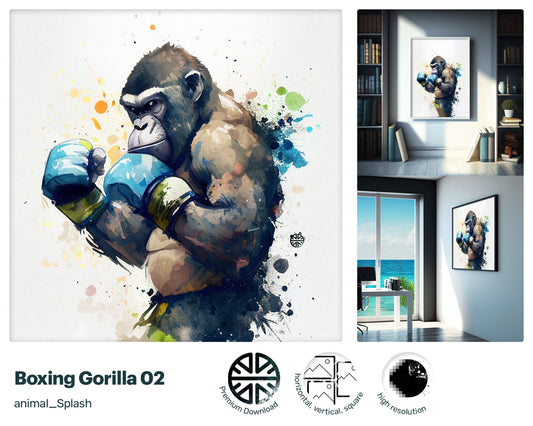 Gorilla style, Gift for kids, Printable Wall Art, Digital Download Print, drops and splashes