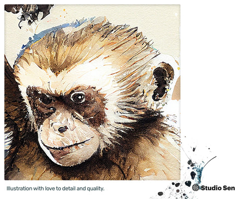 Capuchin Monkey style, Pet Artwork Digital Wall Art, Digital Download Print, drops and splashes