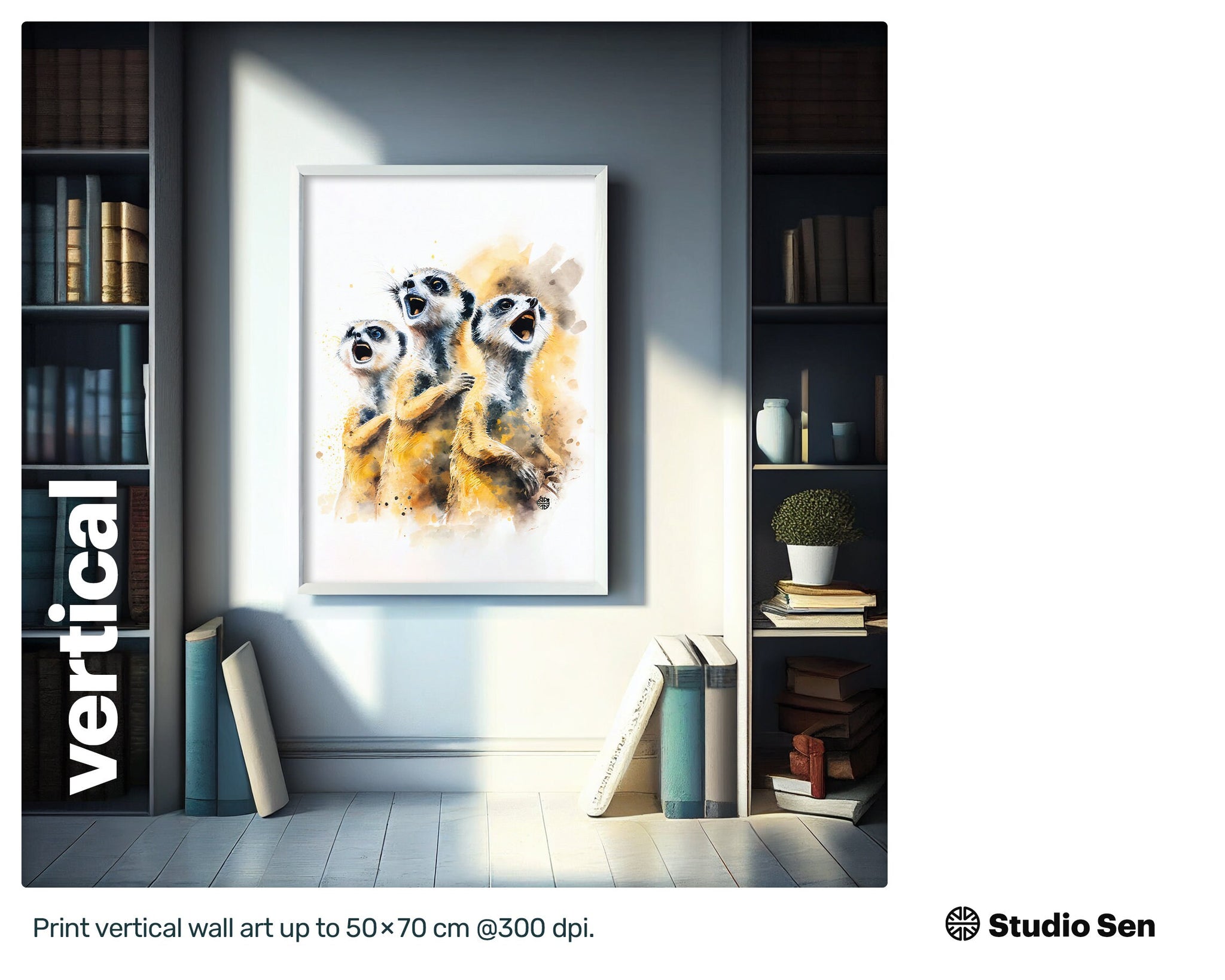 Social Drawn Meerkats, Admired Quaint Instant Download , Nifty Tranquil Positive Intriguing Magical Poster