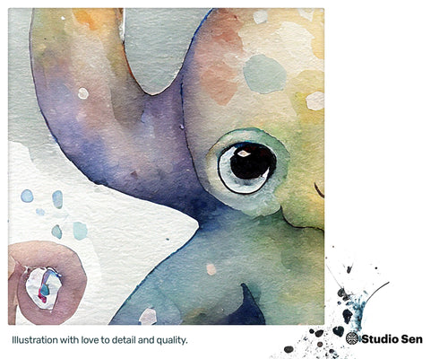 Wiggly Xclusive Happy Octopus, Stunning Glowing Drawing, Dancing Vivacious Enchanting Beautiful Upbeat Drawing