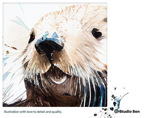 Smiling Zany Happy Otter, Sumptuous Cozy Poster, Modern Xenial Hypnotic Delightful Kooky Graffiti Art