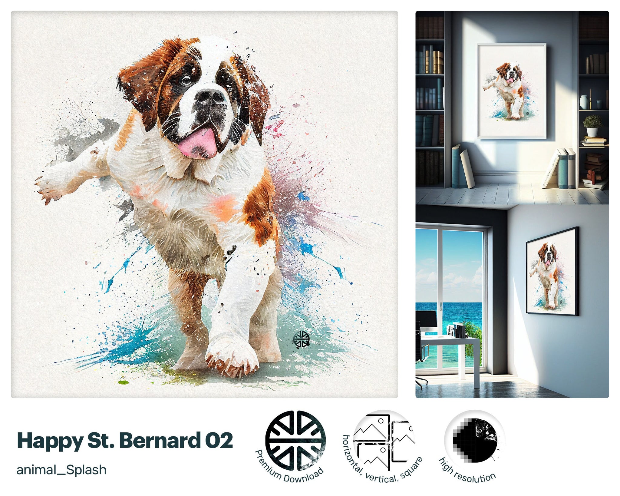 Loyal Jazzy St Bernard, Graphic Refreshing Printable, Graceful Quirky Graphic Joyful Pleasant Download