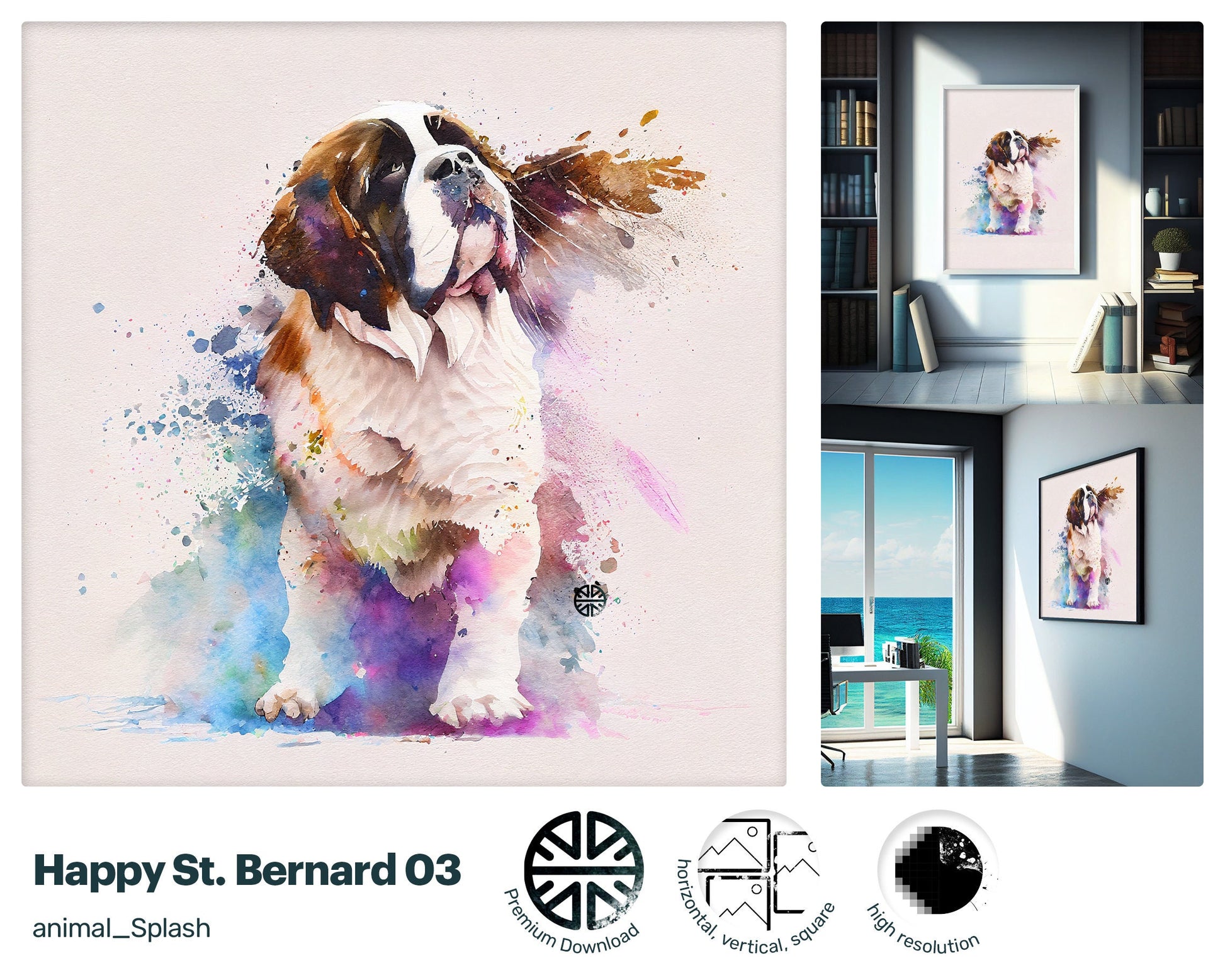 Caring Delightful St Bernard, Quaint Magical Acrylic print, Incredible Drawn Uplifting Funny Elegant Mug Print