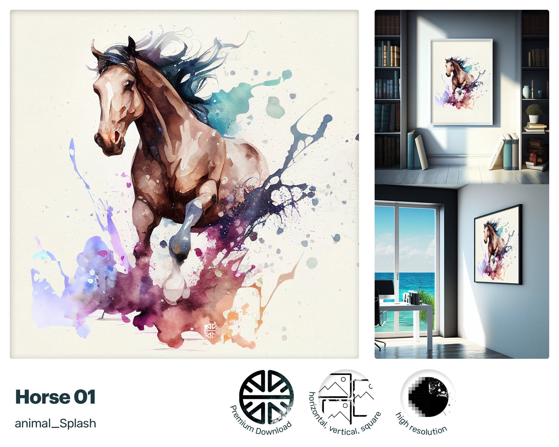 Elegant Positive Horse, Fantastic Radiant Graffiti Art, Radiant Beautiful Thrilling Soothing Incredible Poster