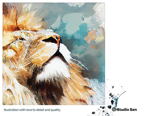 Majestic Engaging Lion, Tranquil Vibrant Wall Art, Engaging Positive Nurturing Tasteful Engaging Metal print