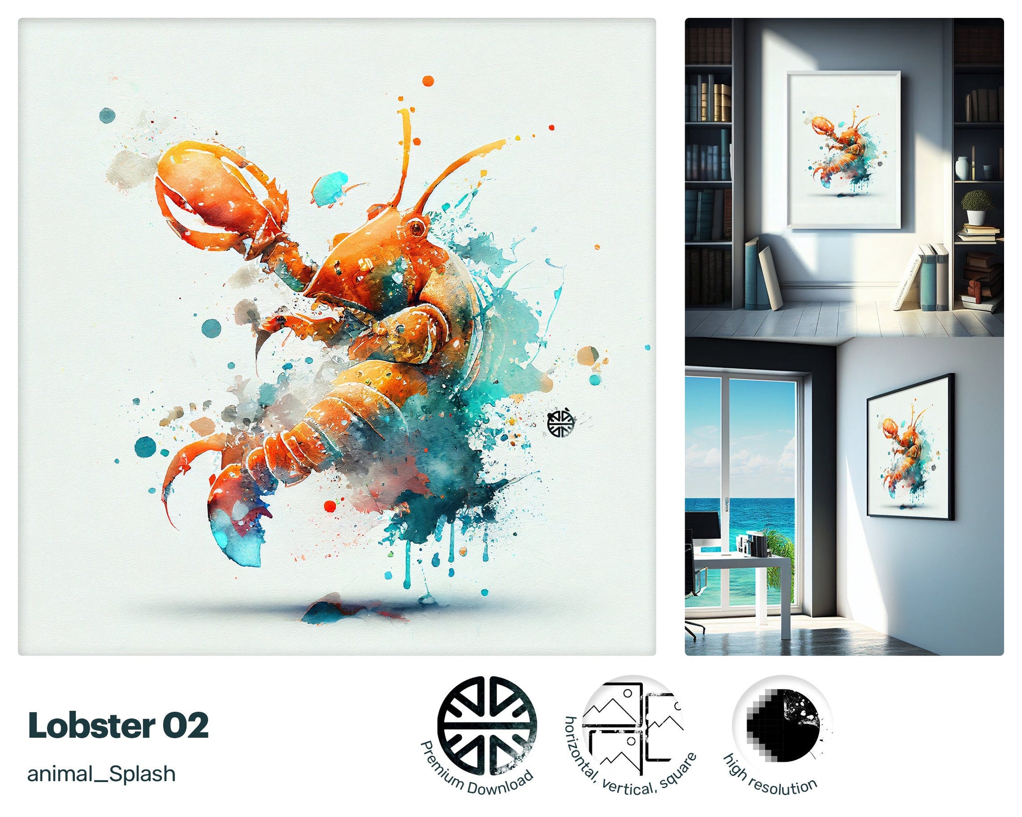 Seafaring Xenial Lobster, Intriguing Premium Graffiti Art, Vivacious Refreshing Fun Crazy Modern artwork