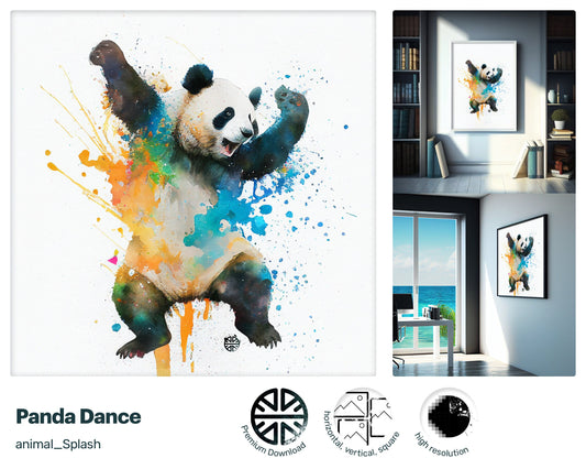 Groovy Pleasant Panda Dance, Xtraordinary Beautiful Poster, Blissful Sumptuous Marvelous Cute Fantastic Painting