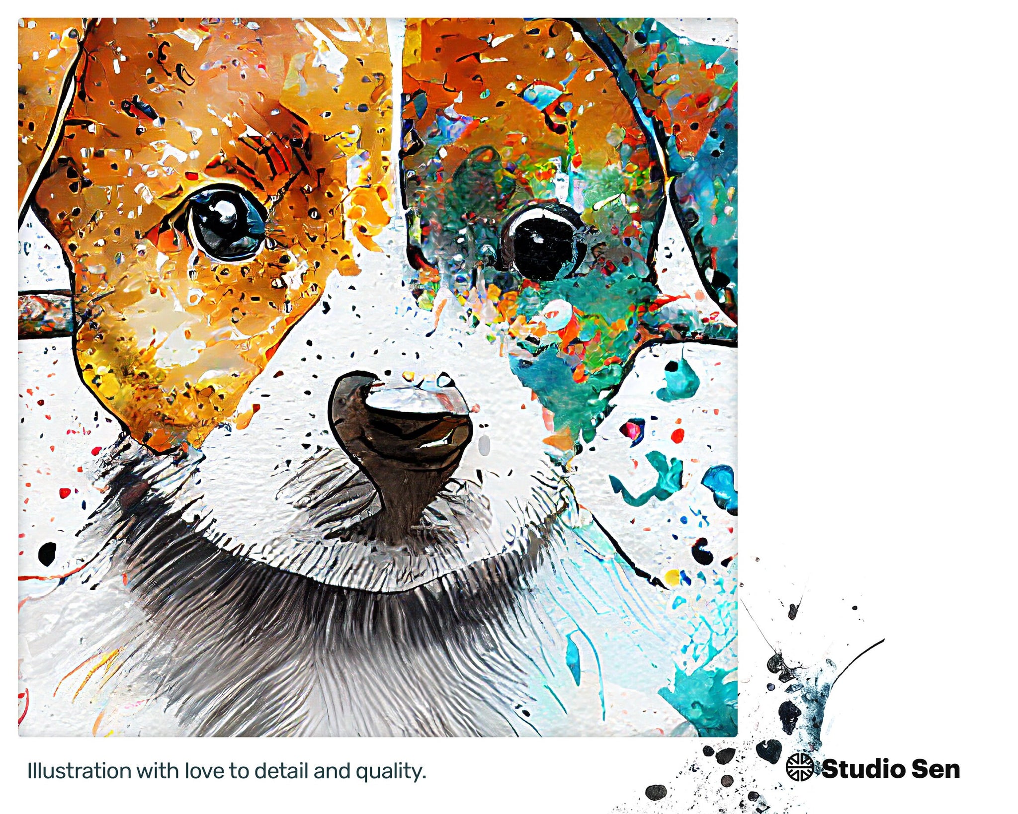 Jack Russel, Gift for kids, Printable Wall Art, Digital Download Print, drops and splashes