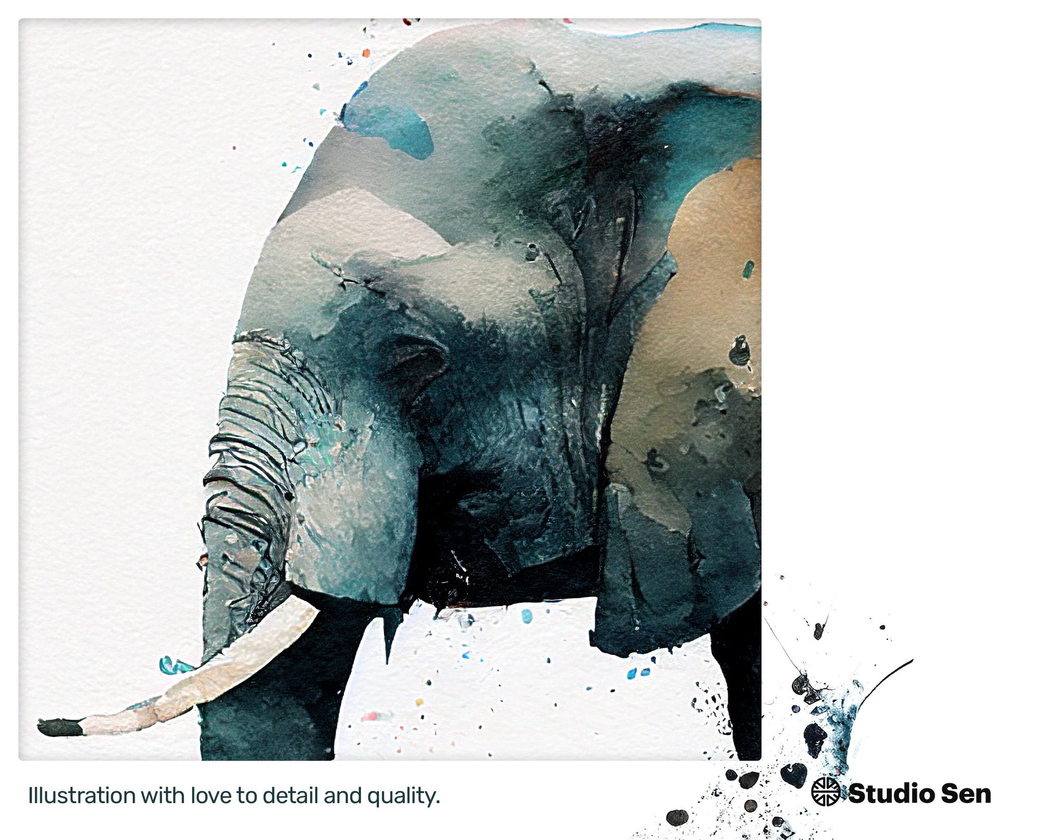 Yoga Elephant, Gift for kids, Printable Wall Art, Digital Download Print, drops and splashes