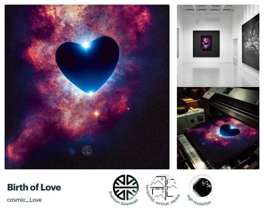 Birth of Love, cosmic stars heart, james webb telescope, science fiction fan, star-themed gifts, print quality file