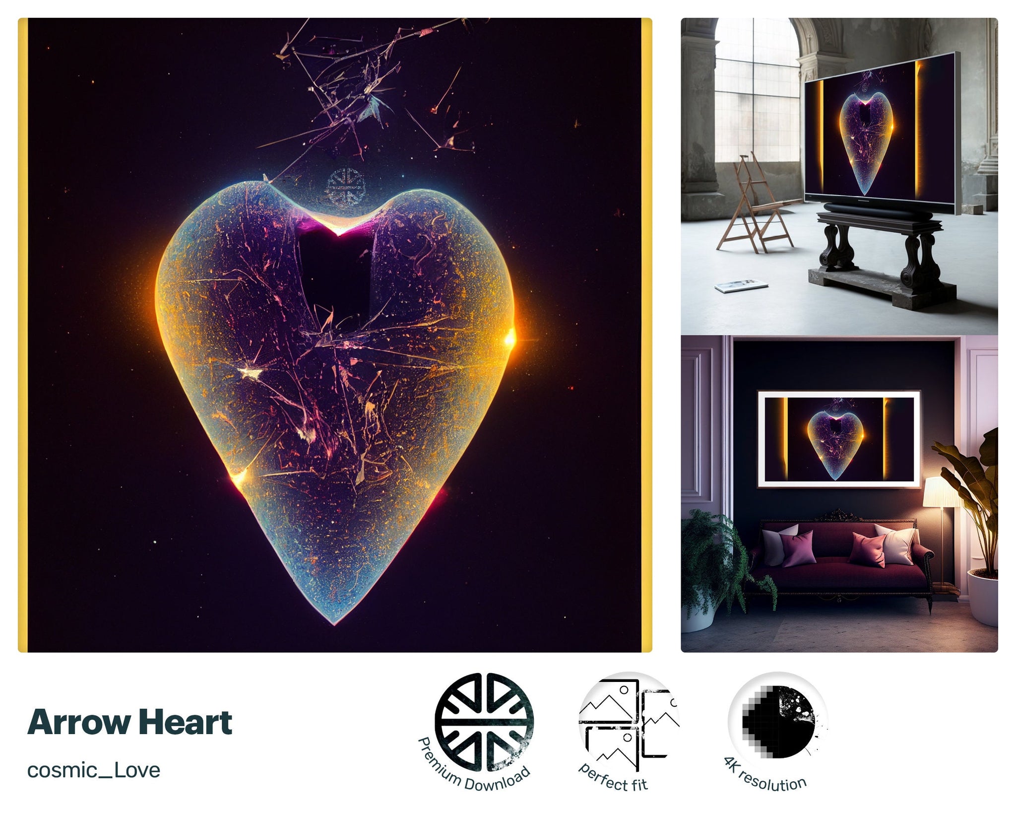 Samsung Frame TV Art, Arrow Heart, james webb telescope, nerd culture, 2001 Space Odyssey, mens valentines gift