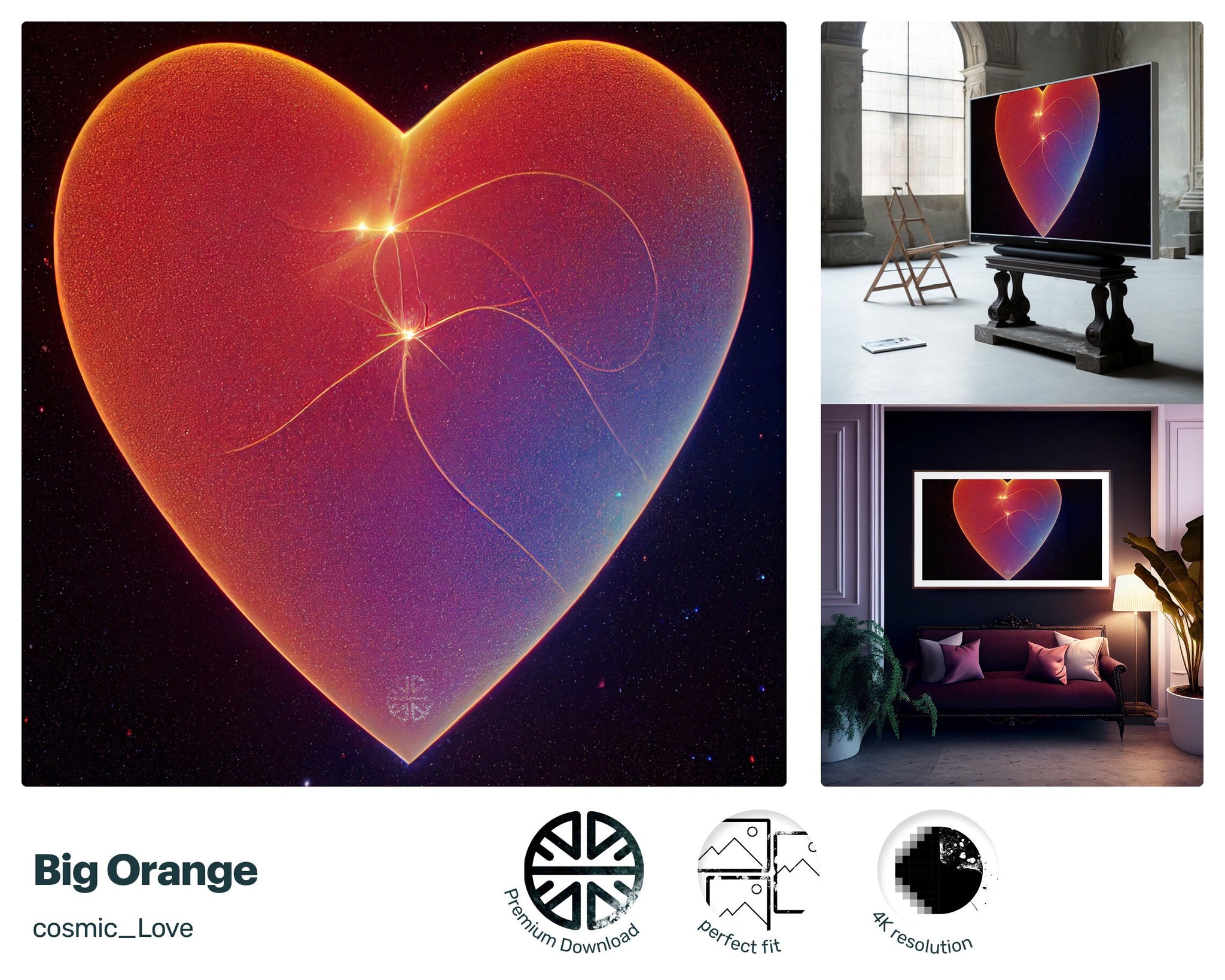 Samsung Frame TV Art, Big Orange, james webb telescope, nerd culture, 2001 Space Odyssey, mens valentines gift