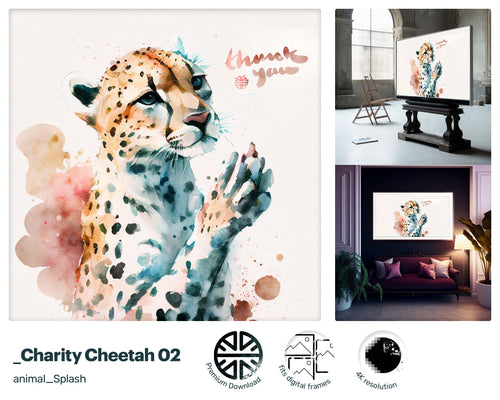 Samsung Art TV, Cheetah, premium download, drops and splashes, friendly wallpaper, art for kids
