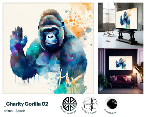 Samsung Art TV, Fitness Gorilla, premium download, drops and splashes, friendly wallpaper, art for kids