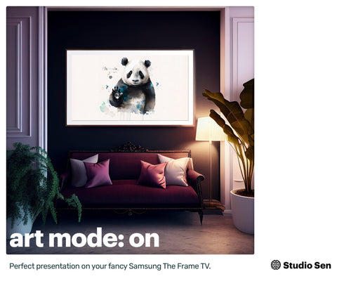 Samsung Art TV, Panda Greeting, premium download, drops and splashes, friendly wallpaper, art for kids