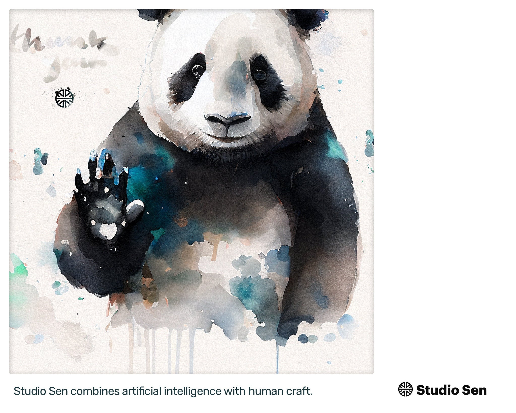 Samsung Art TV, Panda Greeting, premium download, drops and splashes, friendly wallpaper, art for kids