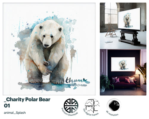 Samsung Art TV, Polar Bear Wink, premium download, drops and splashes, friendly wallpaper, art for kids