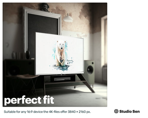 Samsung Art TV, Polar Bear, premium download, drops and splashes, friendly wallpaper, art for kids