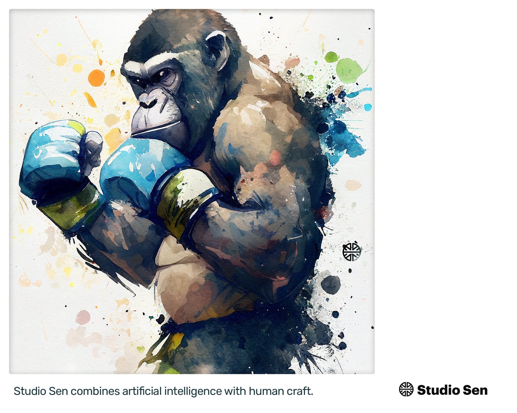 Samsung Art TV, Boxing Gorilla, premium download, drops and splashes, friendly wallpaper, art for kids