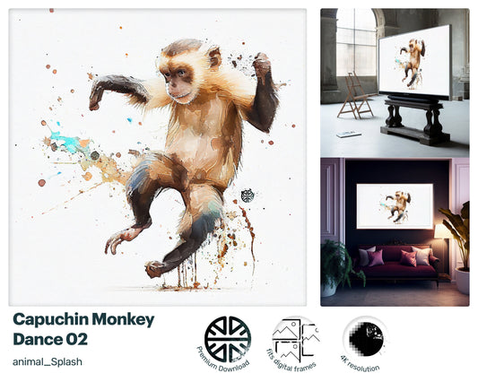 Samsung Art TV, Capuchin Monkey, premium download, drops and splashes, friendly wallpaper, art for kids