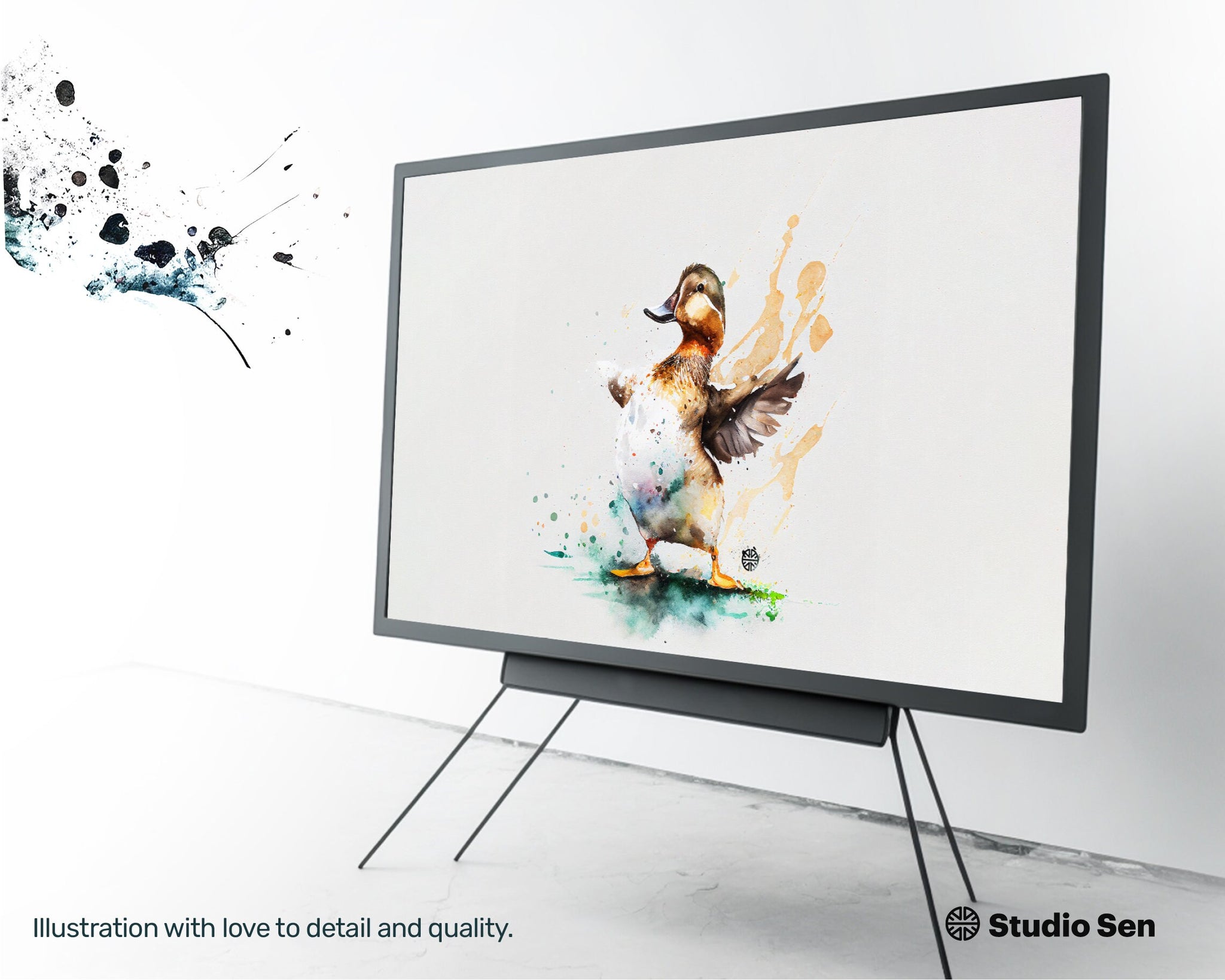 Samsung Art TV, Duck , premium download, drops and splashes, friendly wallpaper, art for kids