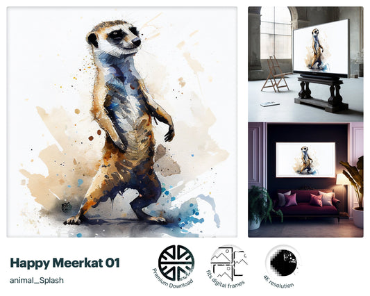 Samsung Art TV, Happy Meerkat , premium download, drops and splashes, friendly wallpaper, art for kids