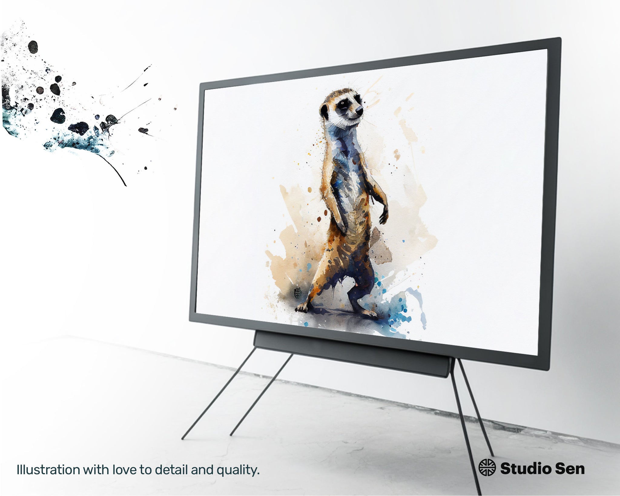 Samsung Art TV, Happy Meerkat , premium download, drops and splashes, friendly wallpaper, art for kids