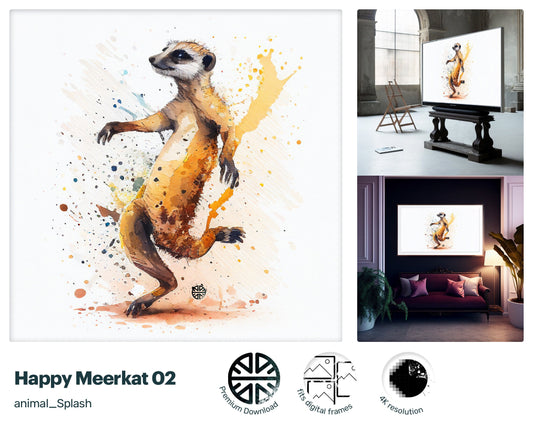 Samsung Art TV, Happy Meerkat, premium download, drops and splashes, friendly wallpaper, art for kids