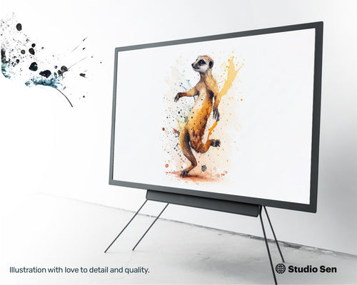 Samsung Art TV, Happy Meerkat, premium download, drops and splashes, friendly wallpaper, art for kids