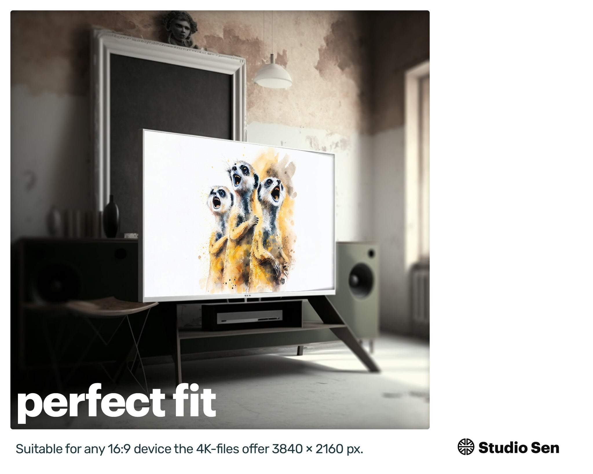 Samsung Art TV, Happy Meerkats , premium download, drops and splashes, friendly wallpaper, art for kids