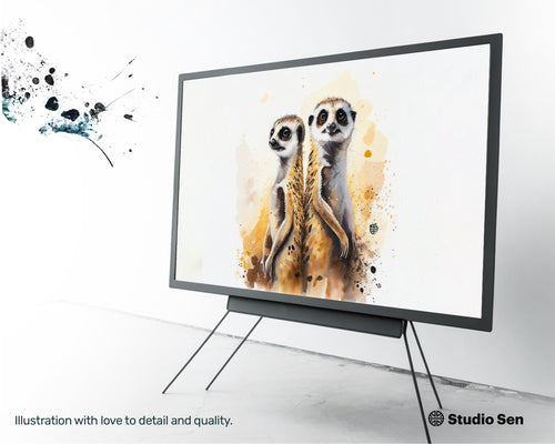 Samsung Art TV, Happy Meerkats, premium download, drops and splashes, friendly wallpaper, art for kids