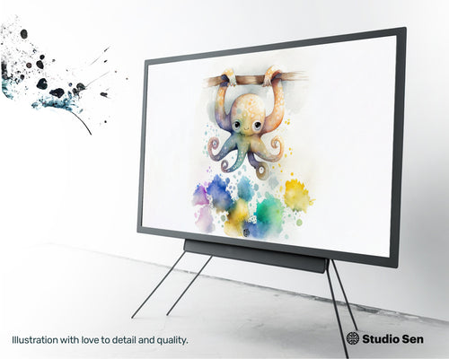 Samsung Art TV, Happy Octopus, premium download, drops and splashes, friendly wallpaper, art for kids