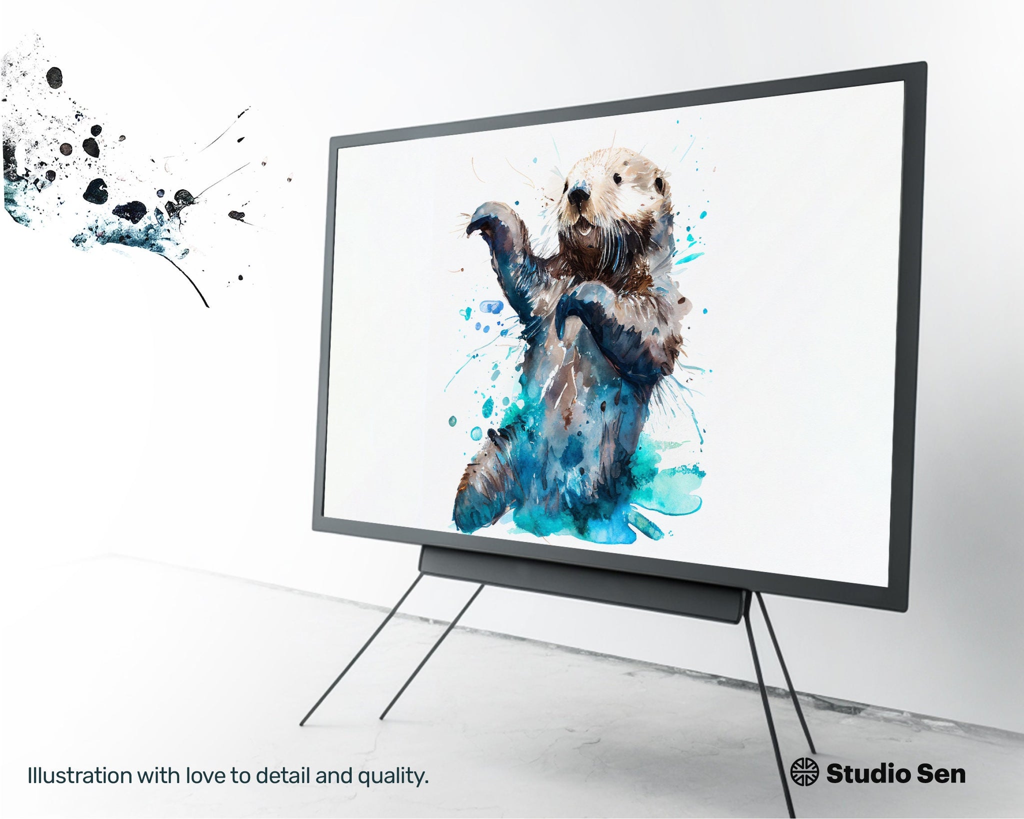 Samsung Art TV, Dab Otter, premium download, drops and splashes, friendly wallpaper, art for kids