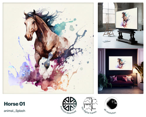 Samsung Art TV, Horse , premium download, drops and splashes, friendly wallpaper, art for kids