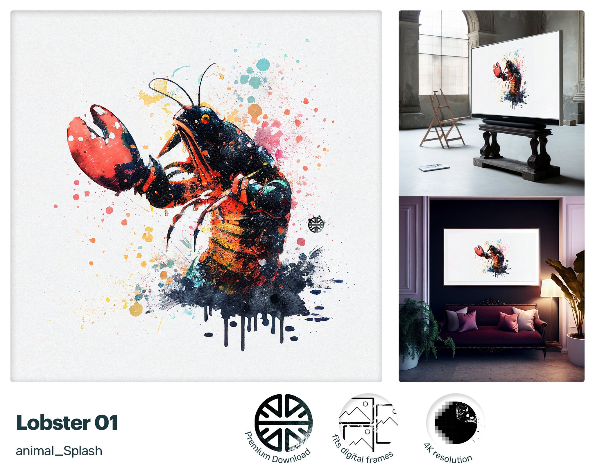 Samsung Art TV, Lobster , premium download, drops and splashes, friendly wallpaper, art for kids