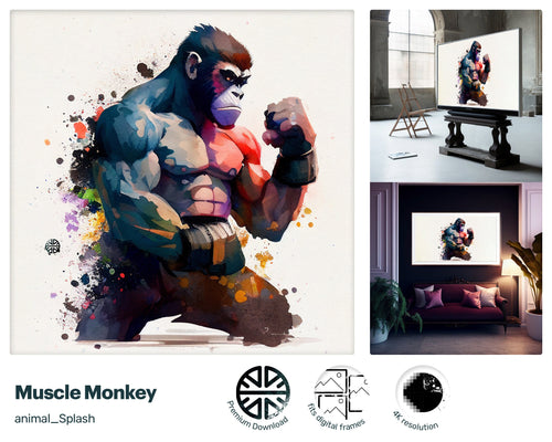Samsung Art TV, Muscle Monkey, premium download, drops and splashes, friendly wallpaper, art for kids