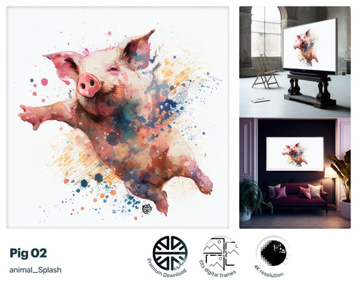 Samsung Art TV, Flying Pig, premium download, drops and splashes, friendly wallpaper, art for kids