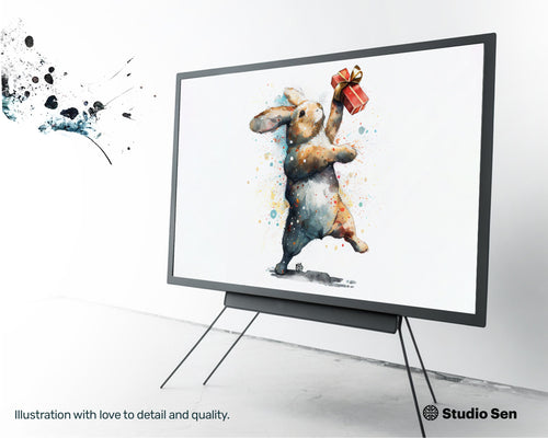 Samsung Art TV, Rabbit Gift, premium download, drops and splashes, friendly wallpaper, art for kids