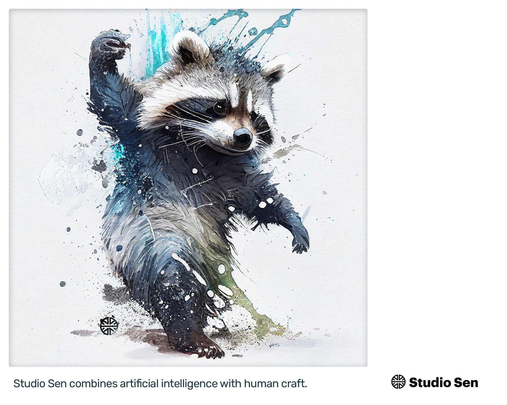 Samsung Art TV, Racoon Dab, premium download, drops and splashes, friendly wallpaper, art for kids
