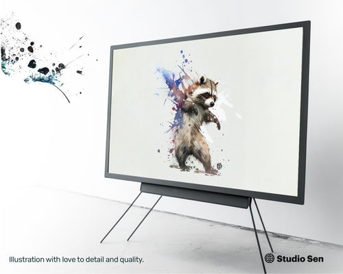 Samsung Art TV, Racoon Dance, premium download, drops and splashes, friendly wallpaper, art for kids