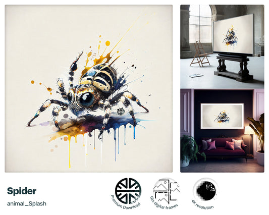 Samsung Art TV, Spider, premium download, drops and splashes, friendly wallpaper, art for kids