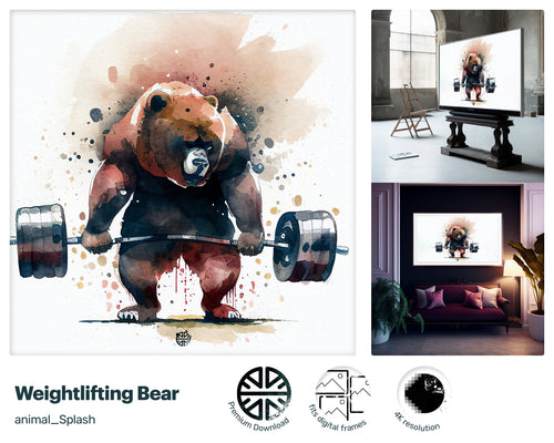 Samsung Art TV, Barbell Bear, premium download, drops and splashes, friendly wallpaper, art for kids