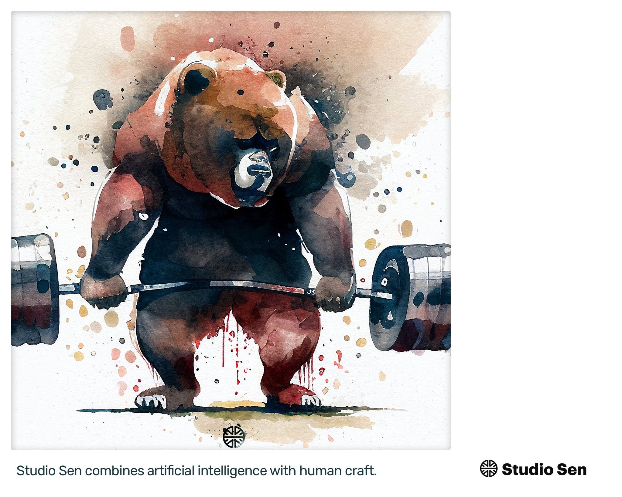 Samsung Art TV, Barbell Bear, premium download, drops and splashes, friendly wallpaper, art for kids